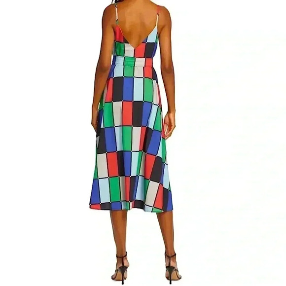 Matthew Bruch NWT Patchwork Midi Dress Belted Fit & Flare - Picture 5 of 14